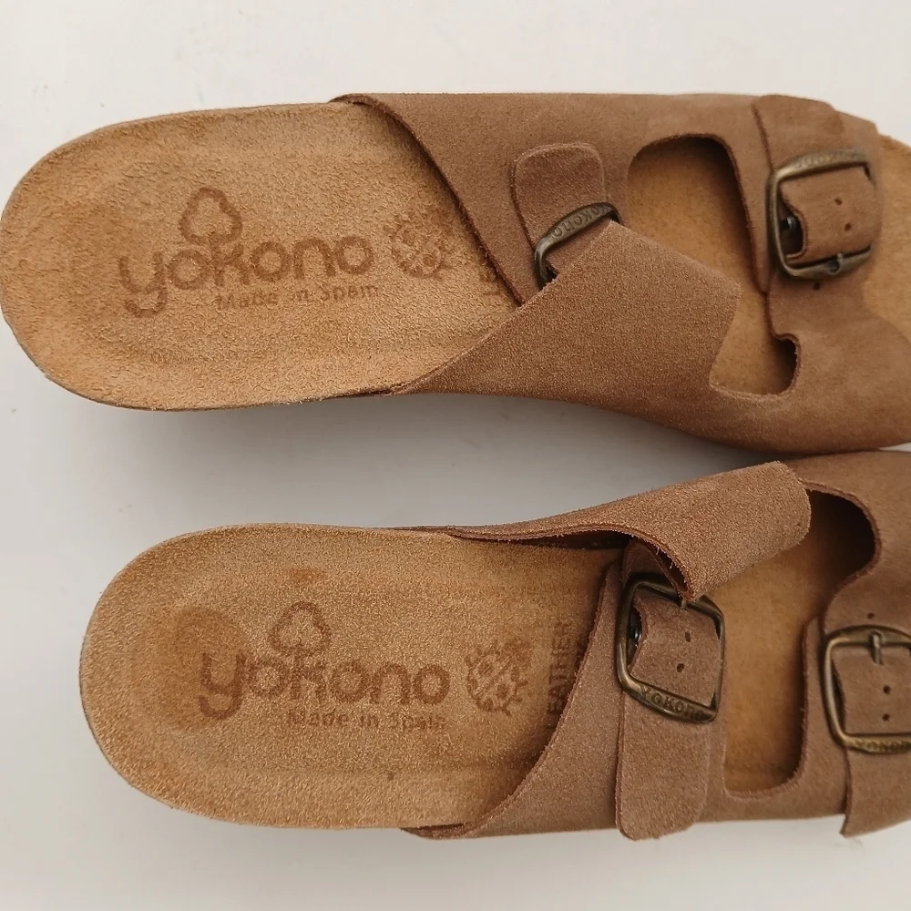 Yokono Wedge Leather Strappy Sandals Size 9